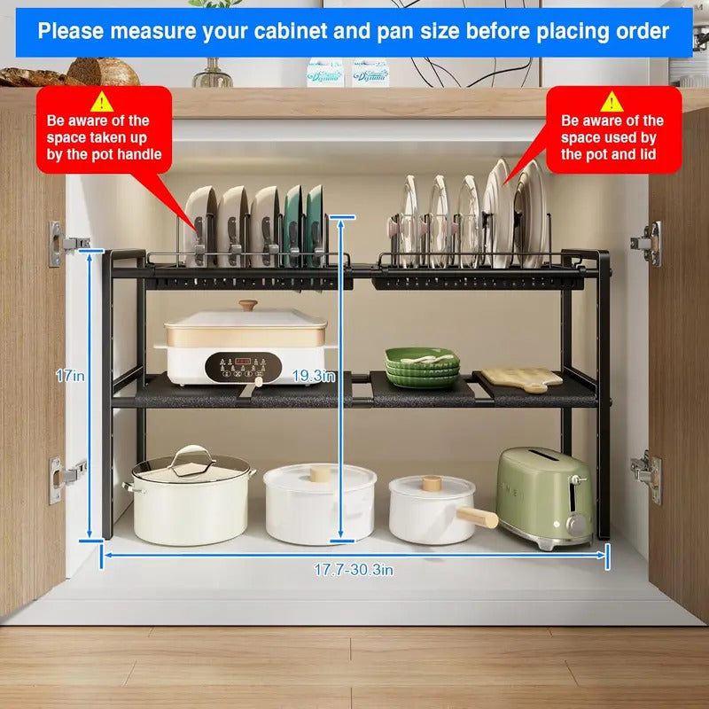 Under cabinet pot and bowl storage rack kitchen cookware storage box Image 6
