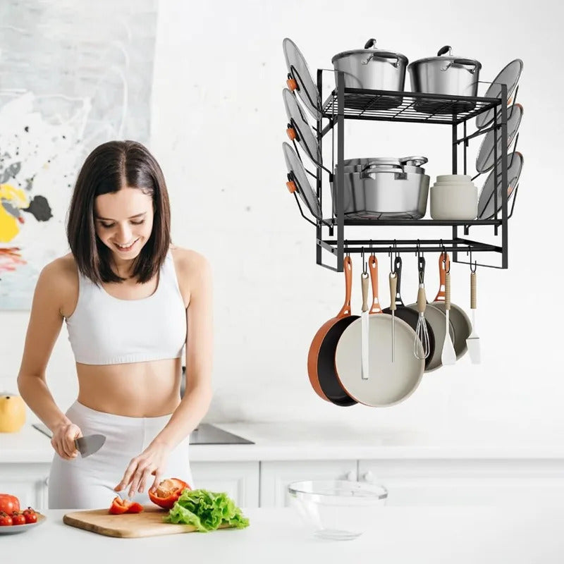 17-inch wall mounted double-layer pot rack for kitchen Image 6