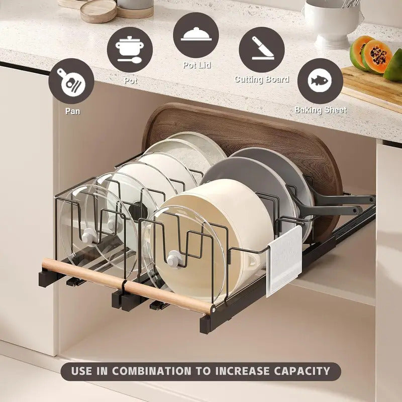 Cabinet pot and bowl storage rack  pot lid storage and organization Image 2
