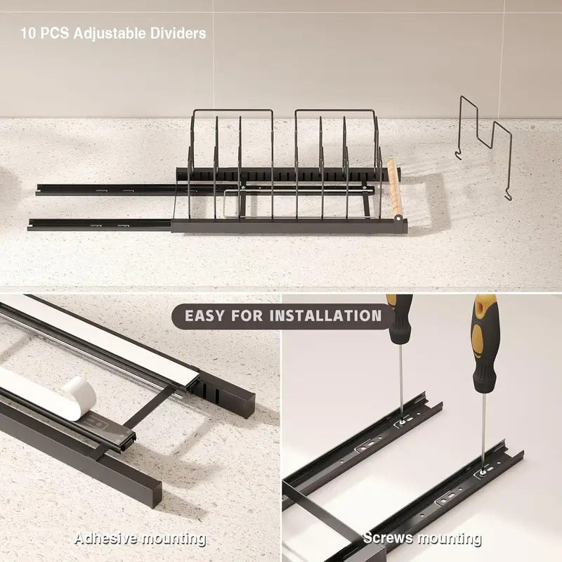 Cabinet pot and bowl storage rack  pot lid storage and organization Image 6