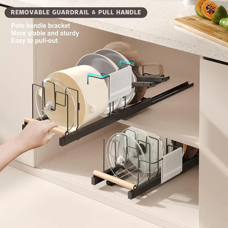 Cabinet pot and bowl storage rack  pot lid storage and organization Image 3