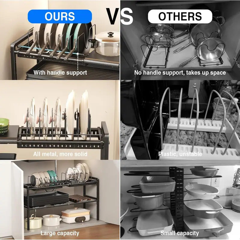 Under cabinet pot and bowl storage rack kitchen cookware storage box Image 5