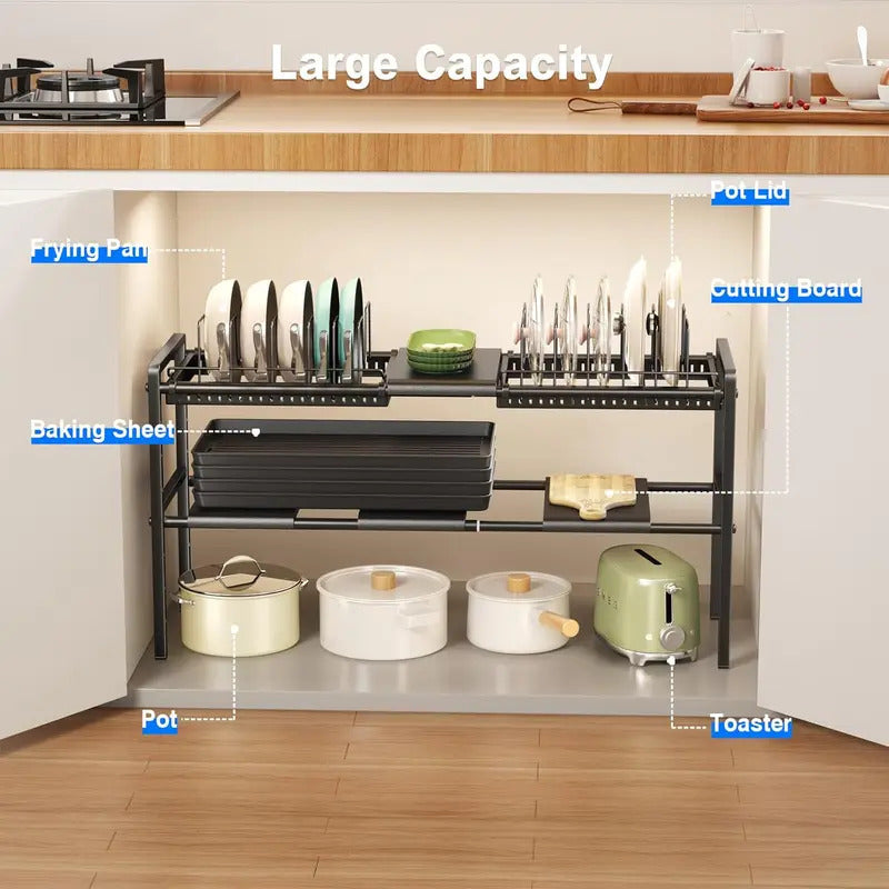 Under cabinet pot and bowl storage rack kitchen cookware storage box Image 3