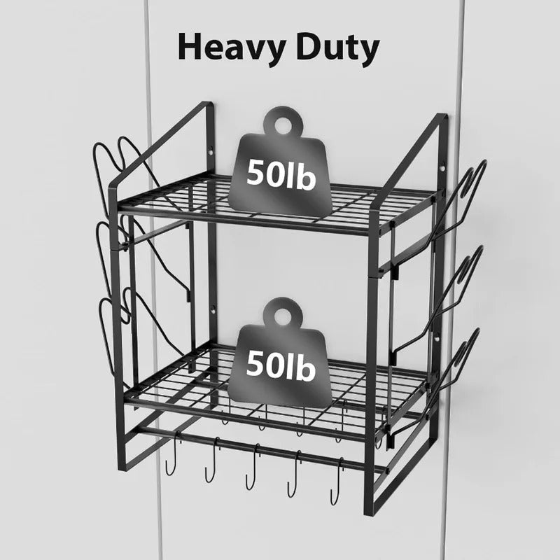 17-inch wall mounted double-layer pot rack for kitchen Image 4