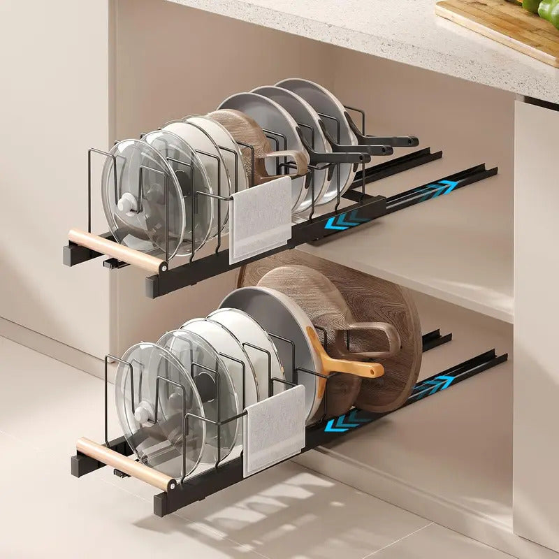 Cabinet pot and bowl storage rack  pot lid storage and organization - Carbon steel Image 1