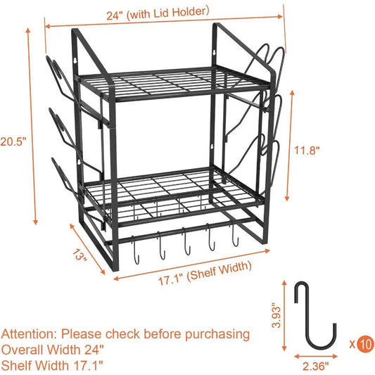 17-inch wall mounted double-layer pot rack for kitchen Image 2